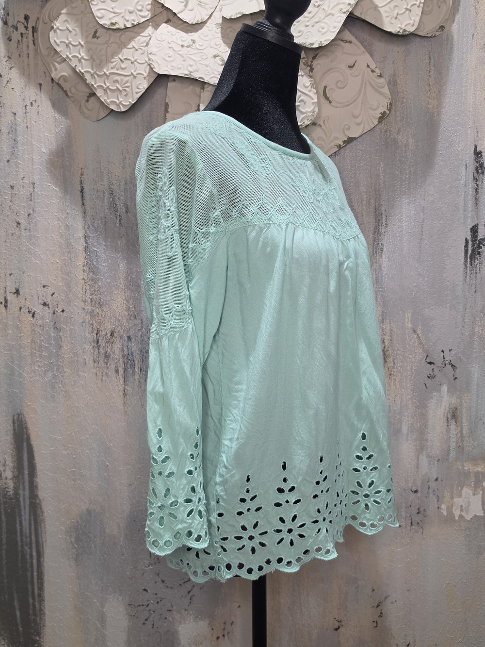 Jessica Simpson Mint Eyelet Embroidered Tunic Perfect For Summer Or Fall Size Sm - Picture 4 of 9